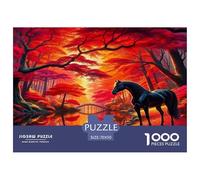 Puzzle Étalon Noir 1000 Pieces pour Adultes,Forêt Rouge Fantastique Un Jeu De Dexérité Très Difficile Puzzle D'intelligence Jeu Éducatif 70x50cm/1000pcs