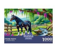 Puzzle Étalon Noir 1000 Pieces pour Adultes,Rivière Pastorale Un Jeu De Dexérité Très Difficile Puzzle Éducatif Aux Défis 38x26cm/1000pcs