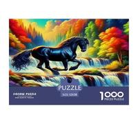 Puzzle Étalon Noir Composé De 1000 Pièces pour Adultes,Cascade de forêt colorée Un Jeu De Dexérité Très Difficile Puzzle Éducatif avec des Défis 52x38cm/1000pcs