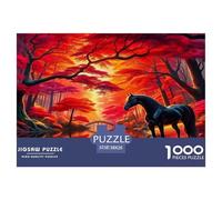 Puzzle Étalon Noir Composé De 1000 Pièces pour Adultes,Forêt Rouge Fantastique Un Jeu De Dexérité Très Difficile Puzzle Jeu Éducatif l'art De La Décoration Moderne 38x26cm/1000pcs