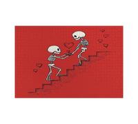 Puzzle étrange de Saint-Valentin pour adultes de 1000 pièces, casse-tête de mort squelette de mariage, puzzle en bois, motif amoureux de l'amour pour divertissement à domicile