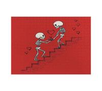 Puzzle étrange de Saint-Valentin pour adultes de 500 pièces, casse-tête de mort squelette de mariage, puzzle en bois, motif amoureux de l'amour pour divertissement à domicile