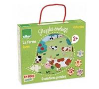 Set 4 Puzzles en bois évolutif 'La Ferme' Vilac® - Jouets puzzle en