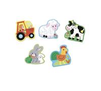 Janod - 5 puzzles évolutifs Thème Ferme - 2 à 10 pièces - Développe motricité fine - Dès 24 mois