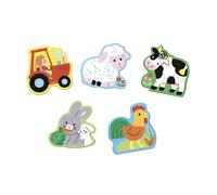Janod - 5 puzzles évolutifs Thème Ferme - 2 à 10 pièces - Développe motricité fine - Dès 24 mois