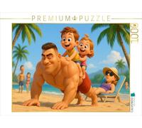 Puzzle · Exercices Courts à la Plage - Bodybuilder avec sa Famille | 1000 pièces · Format assemblé 64 × 48 cm · CALVENDO Puzzle