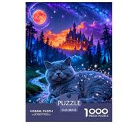 Puzzle Exotic Chat à Poil Court 1000 Pièces pour Adultes Et Enfants, Jeu D'Intelligence, Puzzles Château Forêt, Home Decor, Cadeau Adulte 52x38cm/1000pcs