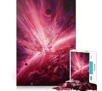 Puzzle Explosion de Nébuleuse de l'espace Rouge 1000 Pièces pour Adultes Jeu Intellectuel et Apaisant Découpe Précise Cadeau de Noël (38x26cm)