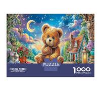 Puzzle Extrêmement Difficile 1000 Pièces Moonlight Teddy Bear - Carton Épais Croisement des Ours pour Couples & Meilleur Cadeau pour Amateurs De Puzzles 38x26cm/1000pcs