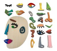 Puzzle facial en bois - Jeu de ponte - Kit éducatif d'émotions pour enfants - Bloc en bois de hêtre - Puzzle expressions faciales - Jouet éducatif en bois de hêtre - 28 x 20 cm - 300 g