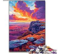 Puzzle Falaises au Coucher du Soleil 1000 pièces pour Adultes, Jeu Stimulant et Familial avec Affiche et fiche de Questions-réponses 50x75cm
