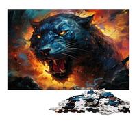 Puzzle Familial 1000 pièces pour Adultes Motif panthère Noire avec Affiche et fiche de Questions réponses (38 x 26 cm)
