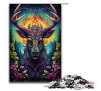 Puzzle Familial Amusant de 1000 pièces pour Adultes Style tête de cerf avec Affiche et fiche de Questions réponses Assorties 75 x 50 cm