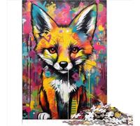 Puzzle Familial Banksy Graffiti Slum Fox - 1000 Pièces en Bois pour Adultes et Enfants - Jeu Éducatif Cadeau (50x75 cm)