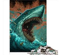 Puzzle Familial coloré en Forme de Requin, Cadeau de 1000 pièces, Puzzle en Bois pour Adultes et Enfants à partir de 12 Ans, Puzzle éducatif d'apprentissage 1000 pièces (50x75 cm)
