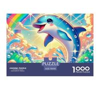 Puzzle Familial Dauphin 1000 pièces | Arc-en-Ciel Mignon, activité et décoration Murale 70x50cm