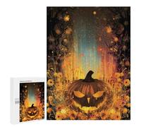 Puzzle Familial Halloween Pumpkin Light, 500 PCS, Illustration Détaillée, comme Loisir Polyvalent pour Les Amateurs De Puzzles