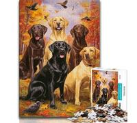 Puzzle Familial Labrador pour Adolescents, 1 000 pièces, idéal comme Cadeau pour Toute la Famille 38x26cm