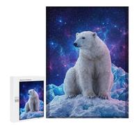 Puzzle Familial Polar Bear in Cosmic Ice Landscape, 500 PCS, Illustration Détaillée, comme Idée Cadeau pour Les Adultes Aimant Les Puzzles
