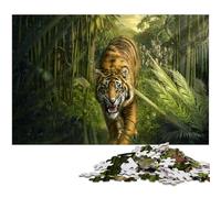 Puzzle Familial Tigre 1000 pièces pour Adultes avec Affiche et fiche de Questions (Taille 75 x 50 cm)