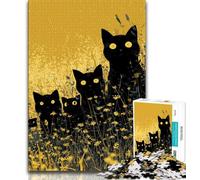 Puzzle Famille Chat Noir pour Adolescents 1000 Pièces, Jouets Éducatifs et Apprentissage, Jeux Familiaux, Cadeau d'anniversaire, Cadeaux (38x26cm)
