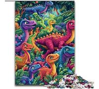 Puzzle Famille de Dinosaures pour Adultes 1000 Pièces, Activité Familiale avec Affiche et Fiche de Questions pour 14 Ans et Plus (26x38cm)