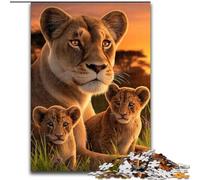 Puzzle Famille de Lions Africains 1000 Pièces pour Adultes et Adolescents, Jouet Éducatif Intellectuel Décompressant, Jeu Éducatif pour Anniversaire, Noël (Taille 26x38cm)