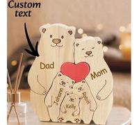 Puzzle famille d'ours en bois, cadeau personnalisé, puzzle en bois mignon d'ours personnalisé avec 2-6 noms de famille, nous sommes des puzzles de noms de membres de la famille personnalisés, cadeaux