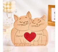 Puzzle Famille en Chat Personnalisé Prénom 1-8, Puzzle d’Art en Chat, Puzzle Animal, Décoration De Bureau, Cadeau pour la Famille Texte Artistique Personnalisé, Cadeau de Noel Maman et Papa…