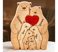 Puzzle Famille en Doux ours Personnalisé Prénom 2-6, Puzzle d’Art en Doux ours, Puzzle Animal, Décoration De Bureau, Cadeau pour la Famille Texte Artistique Personnalisé, Cadeau de Noel Maman et Papa…