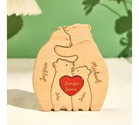 Puzzle Famille en Ours de Côté Personnalisé, Art Animal, Décoration De Bureau, Cadeau pour la Famille Texte Artistique, Cadeau de Noël Maman et Papa