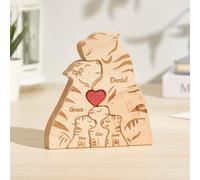 Puzzle Famille en Tigre Personnalisé Prénom 1-8, Puzzle d’Art en Tigre, Puzzle Animal, Décoration De Bureau, Cadeau pour la Famille Texte Artistique Personnalisé, Cadeau de Noel Maman et Papa…