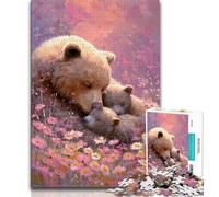 Puzzle Famille Ours Brun 1000 Pièces pour Adultes, Jouet Éducatif Intellectuel Décompressant, Superbes Cadeaux et Jouets (38x26cm)