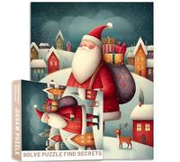 Puzzle fantaisie de dessin animé Père Noël, cerf et collines enneigées de 1000 pièces pour adultes, 68,6 x 50,8 cm, cadeau doux, jeu de vacances enchanteur, décoration d'intérieur, cadeau