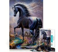 Puzzle Fantaisie Étalon Blanc 1000 pièces Jeu de Construction Focus Assemblage sûr et précis Jouet de Divertissement d'intérieur pour Les fêtes (50x75cm)