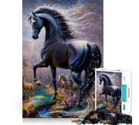 Puzzle Fantaisie Étalon Blanc 1000 pièces,Jeu de mémorisation mentale,découpage de Haute précision,activité Manuelle,défi cérébral interactif pour la Maison (38x26cm)