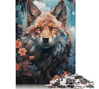 Puzzle Fantaisie Renard Yeux Bleus pour Adultes et Adolescents 500 Pièces Puzzle en Bois Puzzle Éducatif 500pcs (52x38cm)