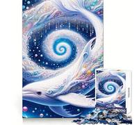 Puzzle fantaisiste Baleine Blanche dans Une Galaxie pour Adolescents 1000 Pièces Stimulation Cognitive Plaisir Détendeur Découpe Fine Cadeau Unique (38x52cm)