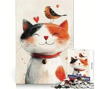 Puzzle fantaisiste Chat et Oiseau 1000 Pièces Assemblage précis Cadeau pour Adultes Développe la logique et favorise Un Sentiment de Calme et de sérénité Idéal pour Noël (50x75cm)