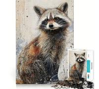 Puzzle fantaisiste de 1000 pièces pour Adolescents,avec Un Raton Laveur,Un Jeu de Concentration mentale aux Bords Lisses et découpés avec précision,idéal comme Cadeau de Noël (38x26cm)