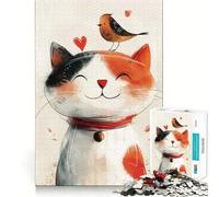 Puzzle fantaisiste de 1000 pièces pour Adultes,représentant Un Chat et Un Oiseau Jeu de réflexion Stimulant grâce à Une Technologie de découpe Laser avancée Un défi Amusant pour Passer Le Temps