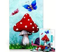 Puzzle fantaisiste de 1000 pièces représentant Une scène de Champignons avec des Papillons Jeu de développement cognitif Surface Lisse sans bavures Activité relaxante à Faire en Groupe à l'intérieur