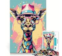 Puzzle fantaisiste Girafe Pastel 1000 pièces pour Adolescents Jeu de mémoire Amusant Emboîtement précis sans espaces Activité Amusante en Famille (38x52cm)