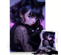 Puzzle fantaisiste Gothique avec Une Dame aux Chats, 1000 pièces, pour Adolescents, développement de la réflexion, Loisirs, Plaisir, Bords Nets, Cadeau d'hiver (50x75cm)