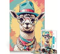 Puzzle fantaisiste Lama Pastel 1000 pièces Jeu de Concentration mentale Découpe de précision Bords Lisses Activité captivante pour des soirées tranquilles (38x52cm)