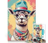 Puzzle fantaisiste Lama Pastel 1000 pièces pour Adolescents Stimulation mentale Activité de découpage de Haute précision et de détente (38x26cm)