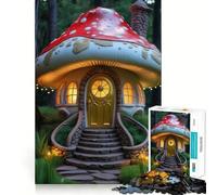 Puzzle fantaisiste Maison Champignon dans la Forêt 1000 Pièces Jeu Cognitif Amusant Découpe de Haute Précision Cadeau Unique Anti-Stress (50x75cm)