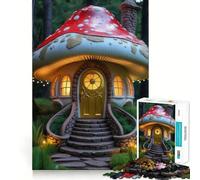 Puzzle fantaisiste Maison Champignon dans la forêt pour Adultes,1000 pièces,Jeu Stimulant la réflexion,Structure à emboîtement précise,Facile à Apprendre,pour Le Plaisir de Toute la Famille (38x26cm)