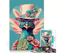 Puzzle fantaisiste Paon Pastel 1000 pièces Entraînement cérébral Amusant Découpe Nette Composants Robustes Divertissement captivant pour des Moments de détente à la Maison (38x52cm)