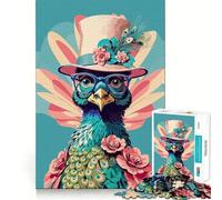Puzzle fantaisiste Paon Pastel 1000 pièces,Jeu cognitif Amusant,découpe de Haute précision,Cadeau Unique pour soulager Le Stress (38x26cm)